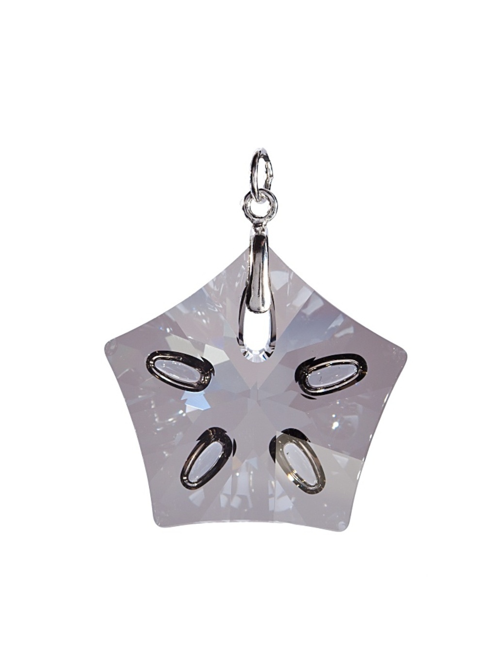 Swarovski Crystal Lotus Pendant Crystal Satin with Sterling Silver Bail